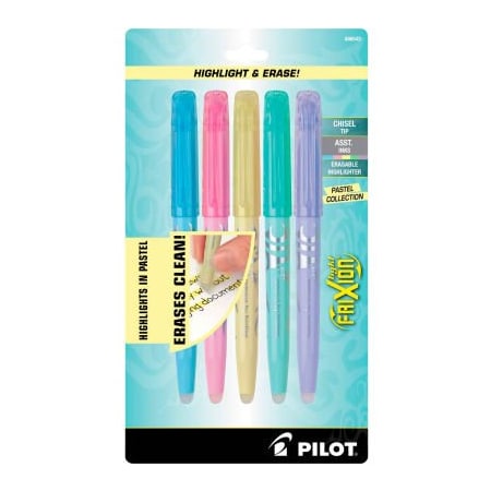 Pilot Pilot FriXion Light Pastel Collection Erasable Highlighters, Chisel Tip, Asstd Colors, 5/Pk 46543